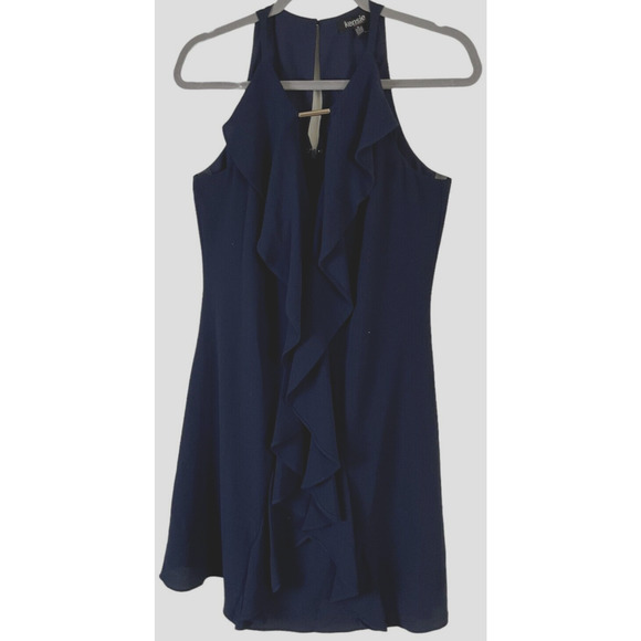 Kensie Women's 6 Navy Blue Dress Sleeveless Ruffle Front Keyhole Back Party - Picture 1 of 10